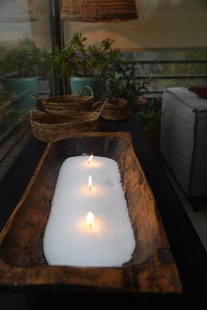 recipiente madera para vela